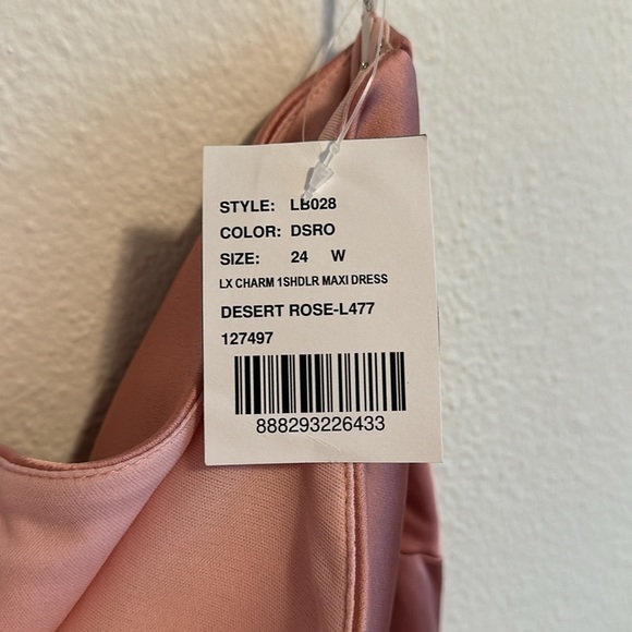 Women's Lovely Sheared One Shoulder Satin Trumpet Dress - Desert Rose Pink SZ 24 - Picture 4 of 8